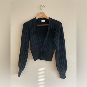 Aritzia Wilfred plunge cardigan with puffy sleeves in black (S)